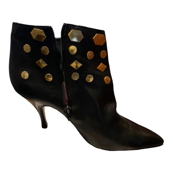 ANDREA PFISTER vintage dead stock black and gold stiletto bootie Italian size 10 - Picture 8 of 13